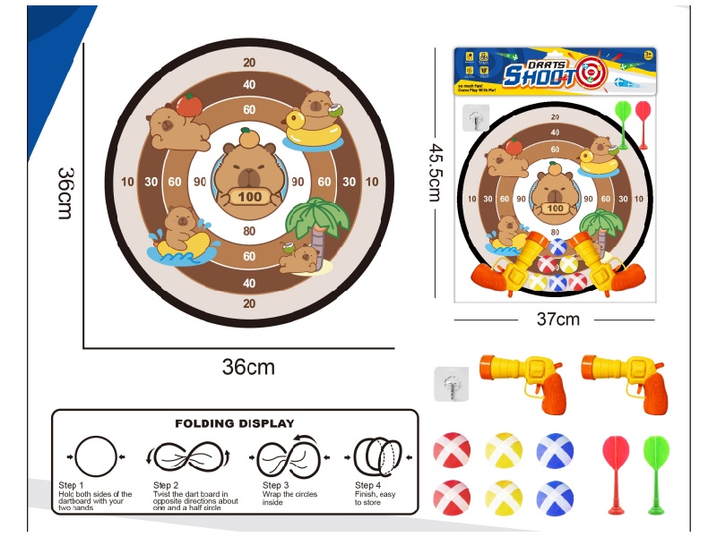 Kapibabara Dartboard, Sticky Ball, Fabric Target, 36Cm (Patterns Can Be Customized) - Comes With Gun