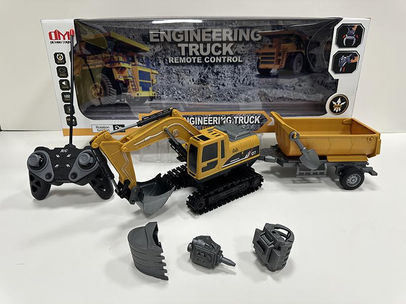 1:22 2.4G 6CH R/C 4 In 1 Plastic Crawler-Type Engineering Truck With Lights, Tipping Trailer (Not Included  Batteries)