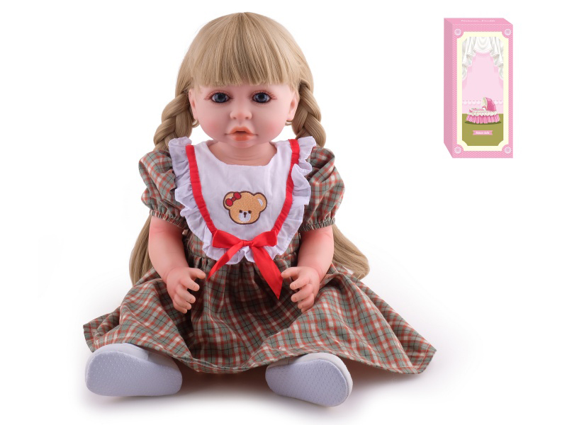 55cm Soft Plastic Reborn Doll(Wig Sheath) With Feeding-Bottle, Magnetic Pacifier, Diaper, Birth Card
