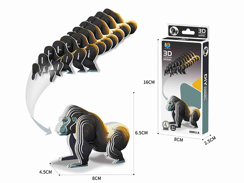 3D Cardboard Model Puzzle - Orangutan