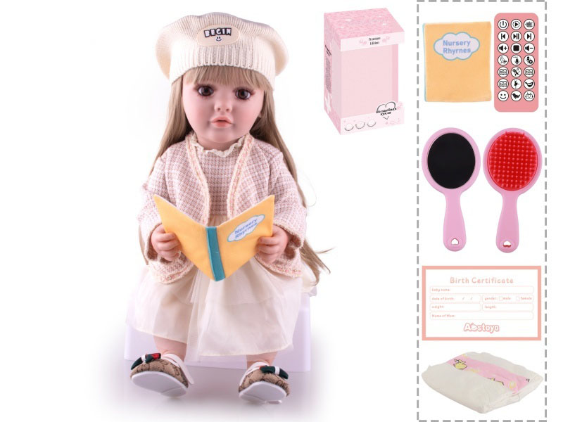 22-Inch Bionic Smart Rebirth Doll, Capable Of Bionic Shaking Of The Head, Raising Of The Hand, Mouth Movement To Speak, Intelligent Dialogue, Recording, Imitating The Tongue, Oral Skills, Dance Music