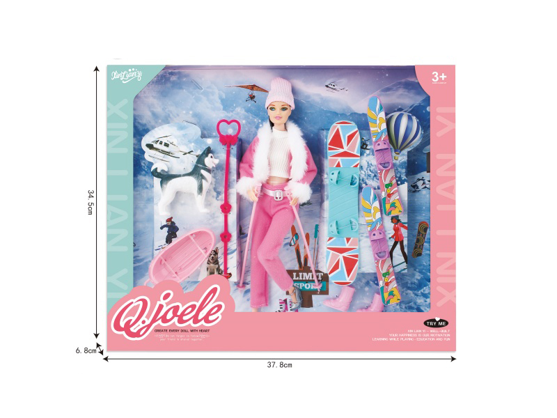 Jole 11.5-Inch Joint Doll Ski Set
