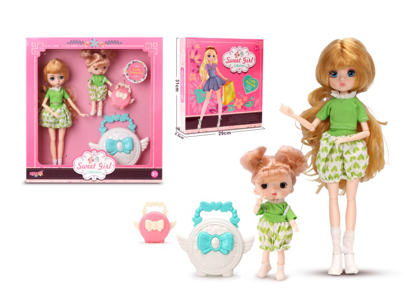 10" Sweet Girl Doll With 6" Little Doll, Accessories
