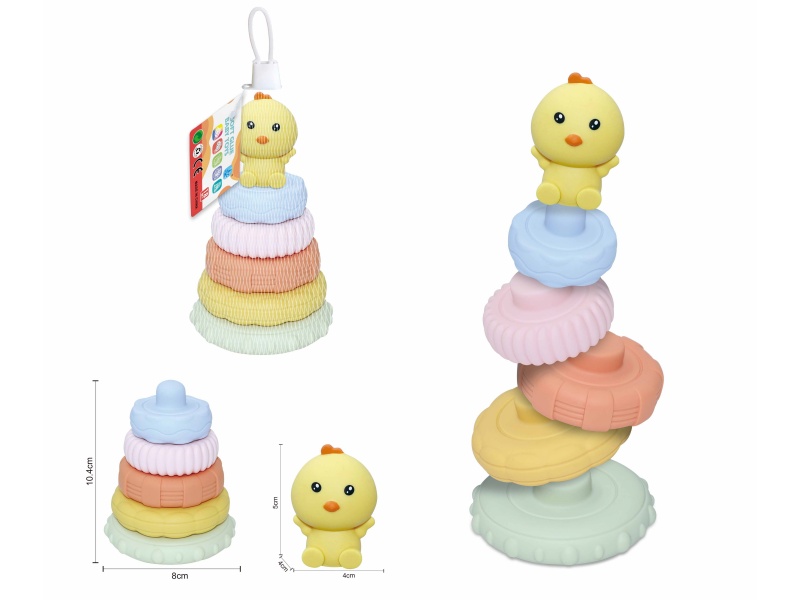 Soft Plastic Animal Stacking Toy(Chicken) 6pcs