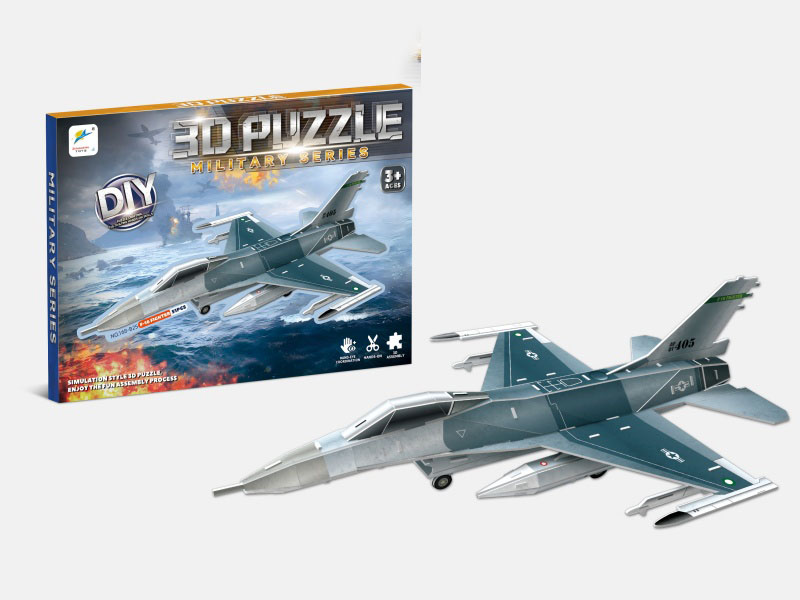 Three-Dimensional Jigsaw Puzzle Of F-16 Fighter Jet