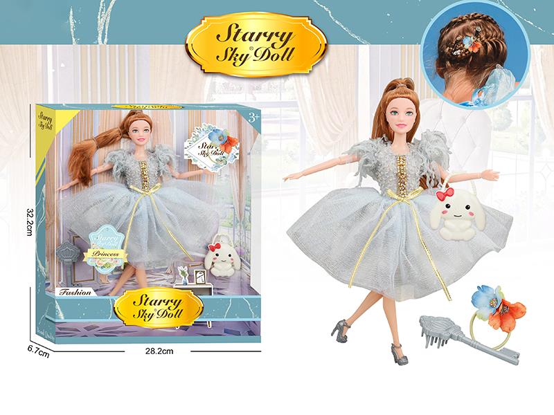 11.5 Inch 11-Joints Fashion Doll With Hair Rope, Handbag, Comb