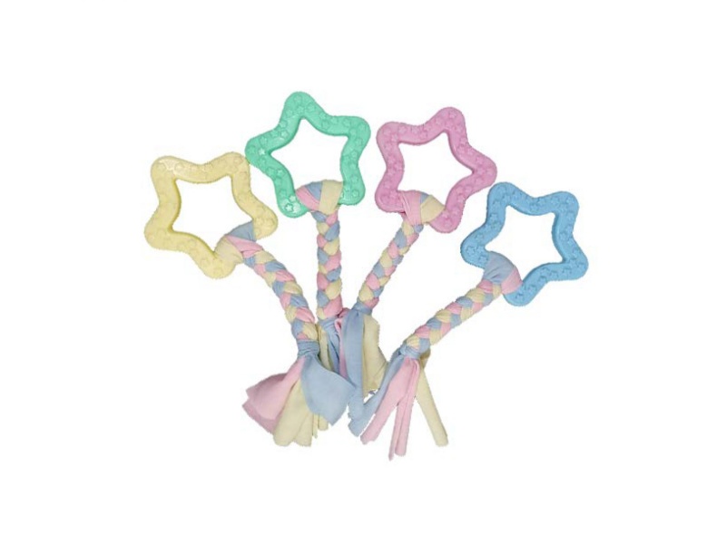 A Five-Pointed Star Pet Toy Made Of Cloth Strips
