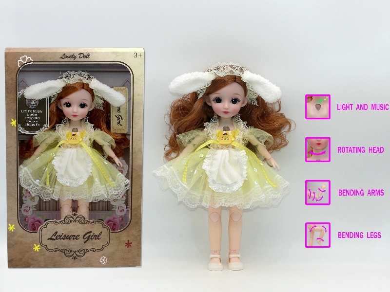 12-Inch 3D Simulation Eye 15-Joint Real-Life Music And Light Barbie Doll