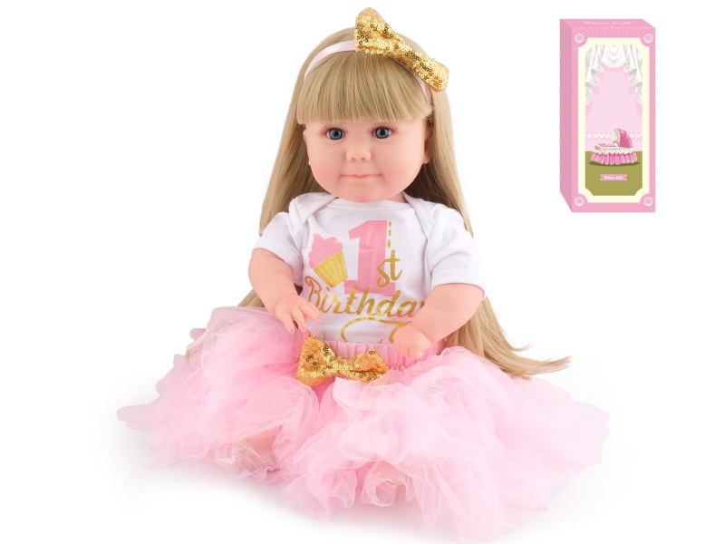 50cm Soft Plastic Reborn Doll(Wig Sheath)With Feeding-Bottle, Magnetic Pacifier, Diaper, Birth Card