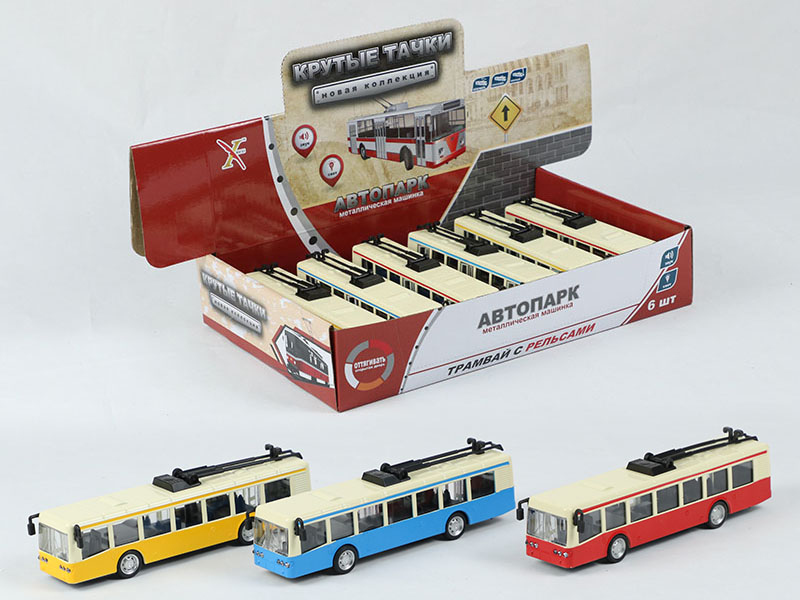 1:90 Pull Back Alloy Tram Car, 3 Doors Can Open(6PCS)