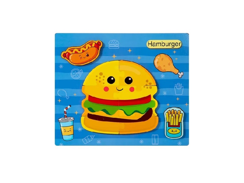 Wooden 3D Jigsaw Puzzle - Hamburger
