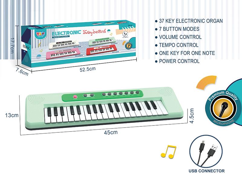 37-Key Multifunctional Electronic Organ(Green) With Microphone, TypeC Connector