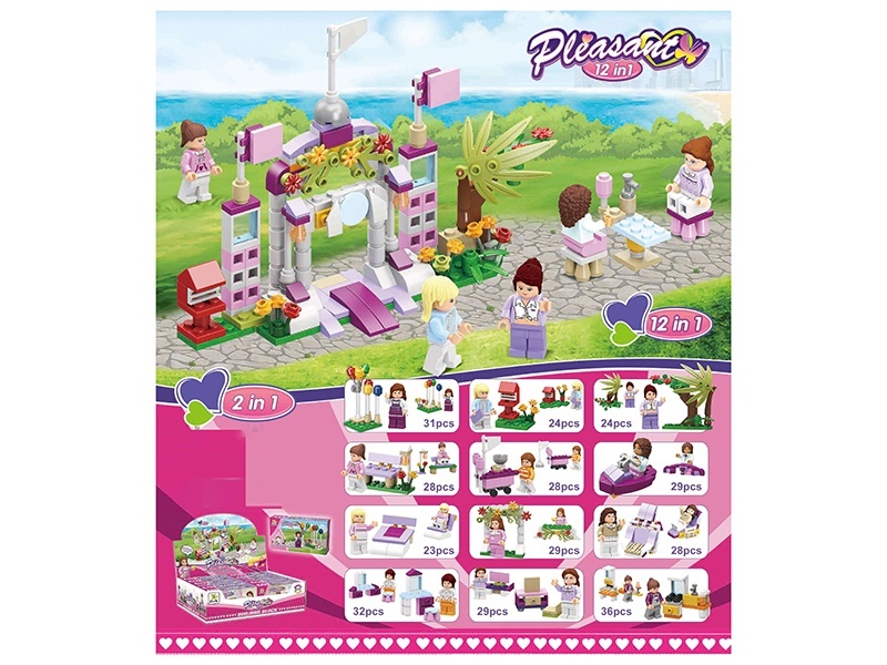12-In-1 Girl Series Small Lego-Style Building Blocks