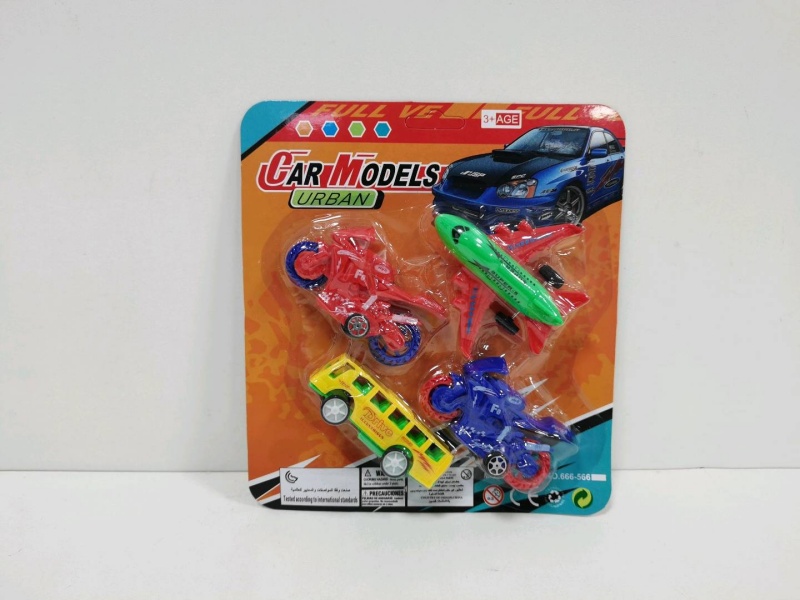 Sliding Solid-Color Motorcycle Bus Passenger Aircraft (4 Pieces)