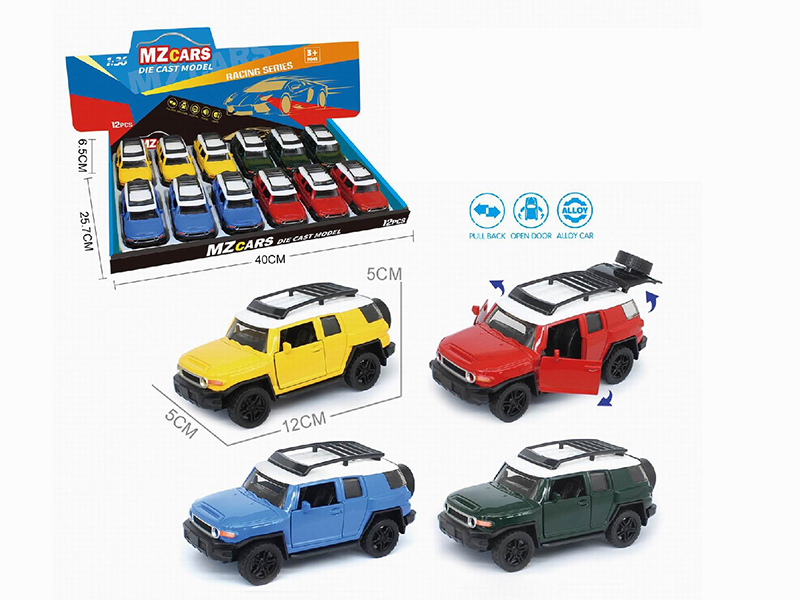 1:36 Pull Back Alloy Off-Road Vehicle(3 Doors Can Open) 12pcs