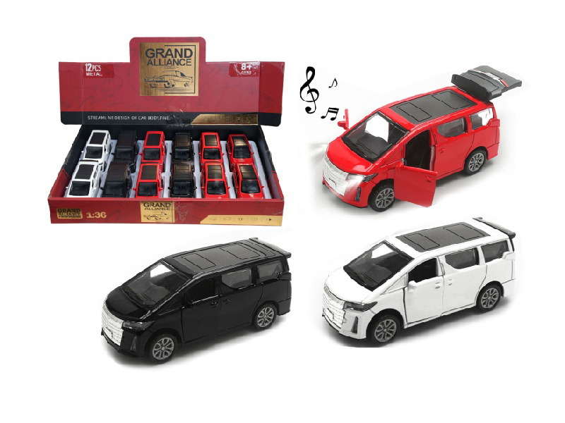 1:36 Huili Alloy Car Model - Elfa With Lights And Music (12 Pieces/Display Box) Three-Color Mixed Set