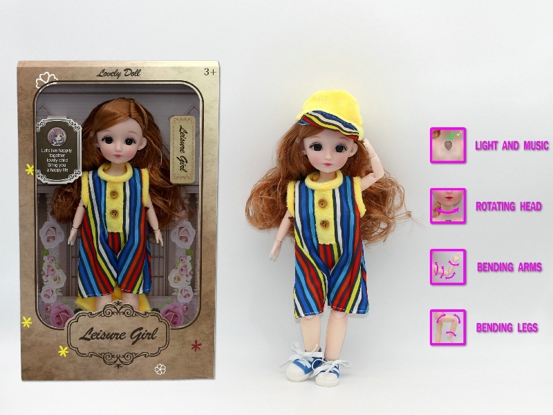 12-Inch 3D Simulation Eye 15-Joint Real-Life Music And Light Barbie Doll