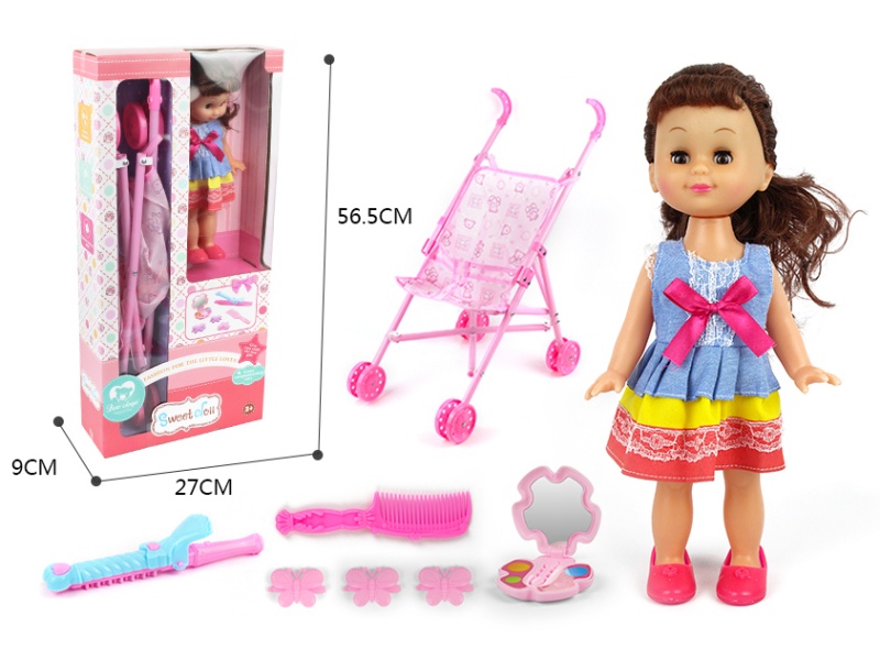 14-Inch Cute Girl Doll Trolley