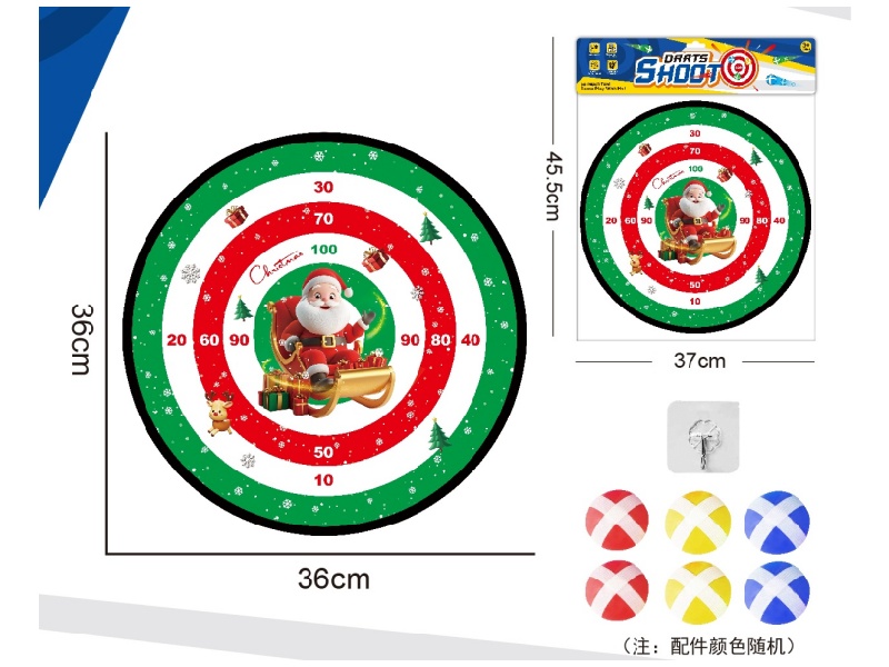 Christmas Dartboard, Sticky Ball Fabric Target, 36Cm (Patterns Can Be Customized), 6 Balls, 1 Hook