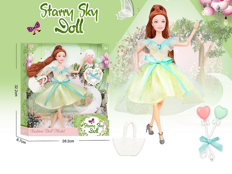 11.5 Inch 11-Joints Fashion Doll With Balloon, Handbag