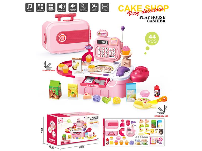 Storage Cash Register Cake Shop Play Set 44pcs