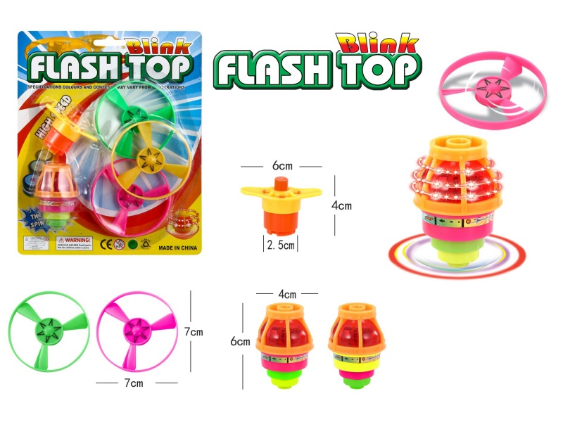 Windup Top Toy With Light Plus Spin Combination