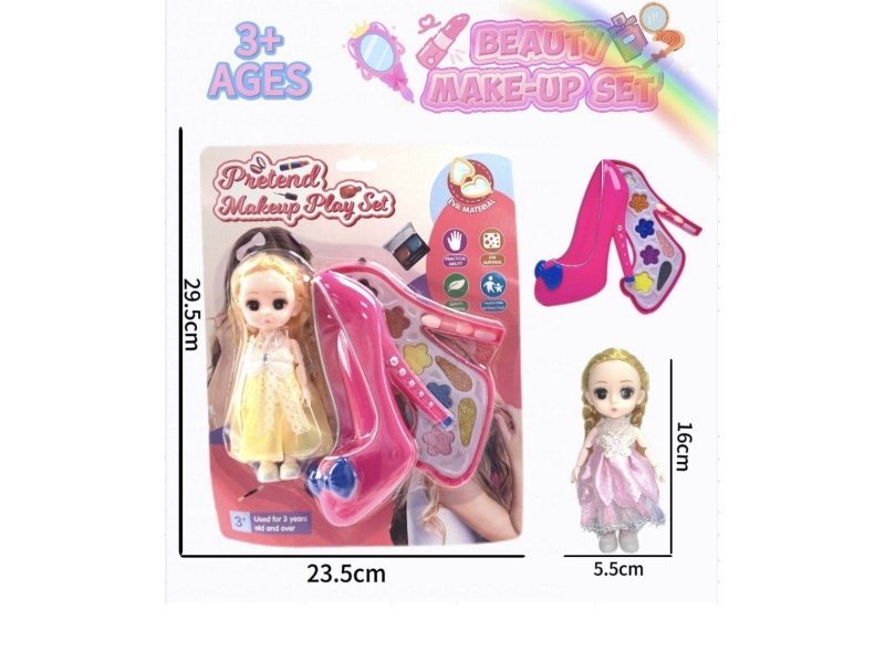 Single-layer high-heeled shoe makeup paired with a 6-inch physical doll