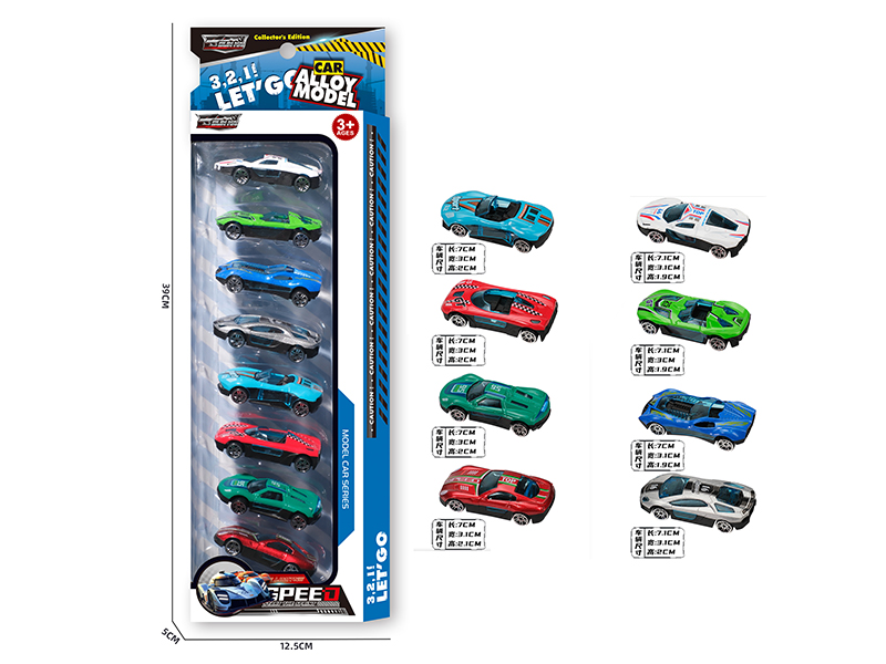 1:72 Slide Alloy Racing Cars 8pcs