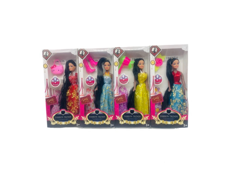 11-Inch Slim Black Doll With Mixed Accessories Hanger