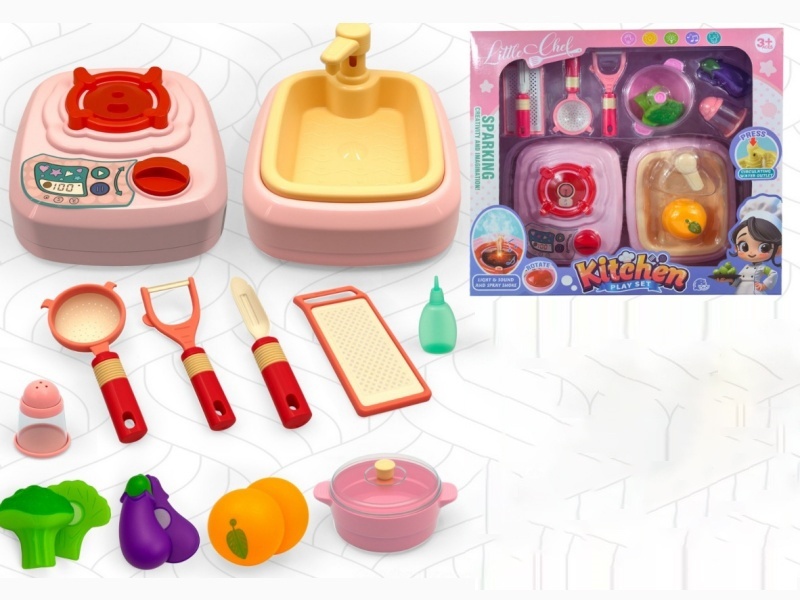 High-end simulated lighting, music, spray, press water circulation, washbasin, kitchenware and stove