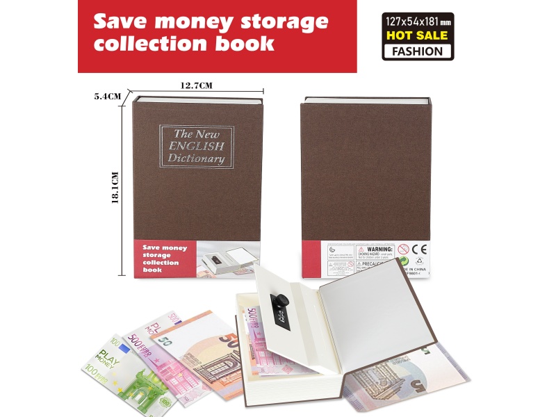 English Dictionary, Coffee-Colored Books, Piggy Bank