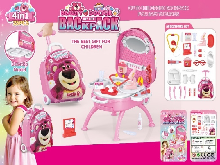 Strawberry Bear 4-In-1 Hand-Held Stick Girl Medical Equipment Alloy Backpack Set