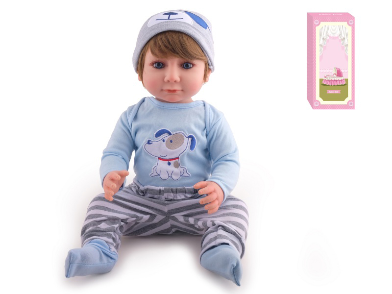 55cm Soft Plastic Reborn Doll(Wig Sheath) With Feeding-Bottle, Magnetic Pacifier, Diaper, Birth Card