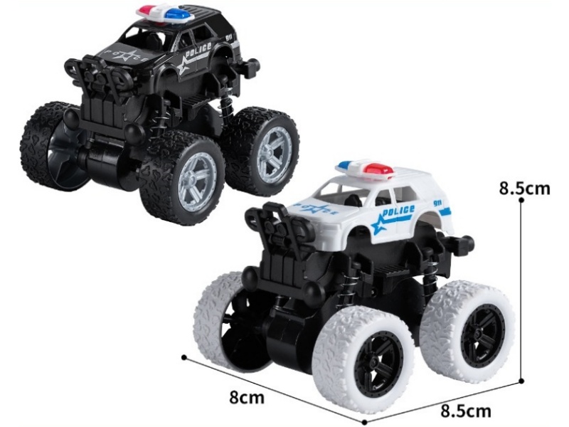 Friction Stunt Four-Wheel Drive Car In Black And White (12 Pieces Per Pack)