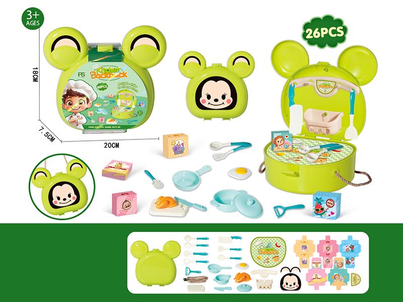 Mickey Mouse Kitchen Backpack Play House Toys 26pcs