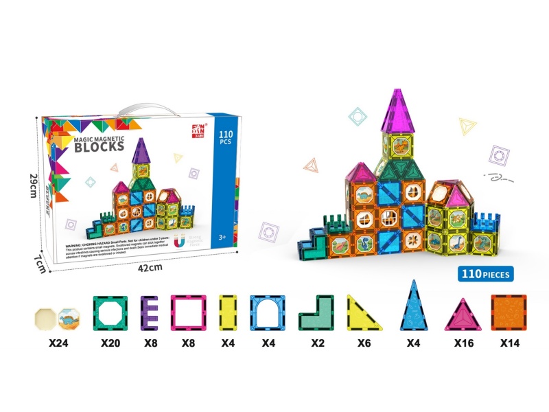 7.5CM Magnetic Building Blocks - Castle 110PCS