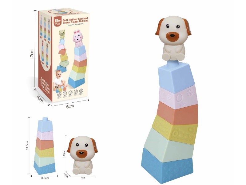 Soft Plastic Stacked Tower Finger Doll Set(Dog) 7pcs