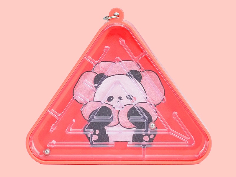Triangle-Shaped Panda Maze Keychain