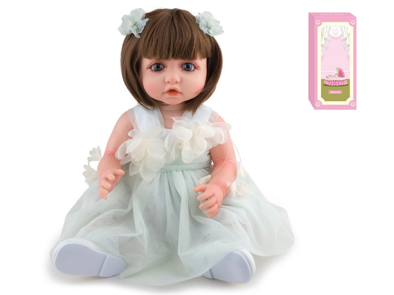 55cm Soft Plastic Reborn Doll(Wig Sheath) With Feeding-Bottle, Magnetic Pacifier, Diaper, Birth Card
