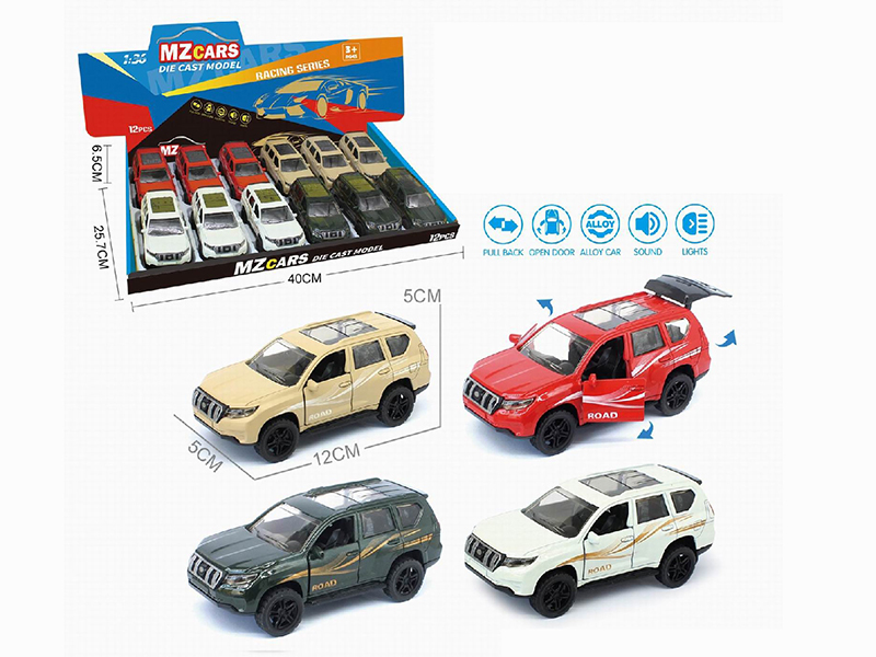 1:36 Pull Back Alloy Off-Road Vehicle(3 Doors Can Open)(With Sound And Lights) 12pcs