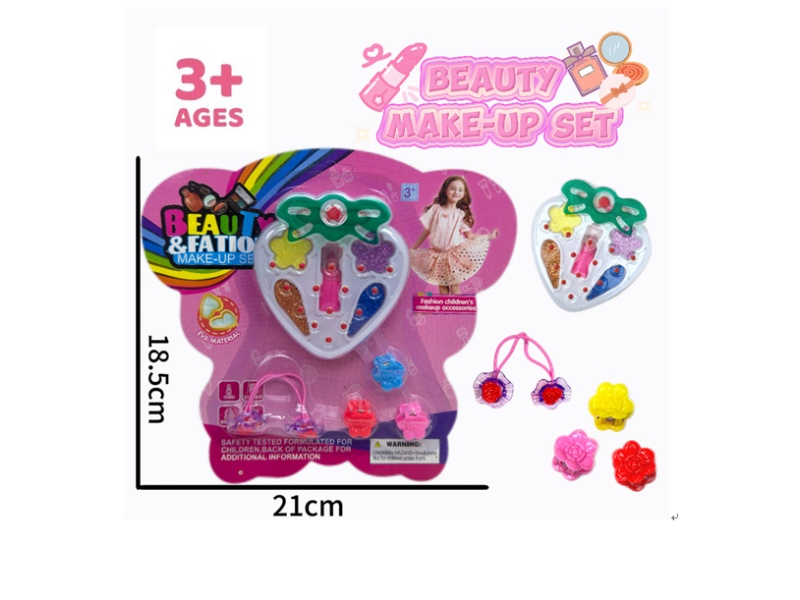 Strawberry makeup accessories and toys come with 3 clips and 1 rubber band