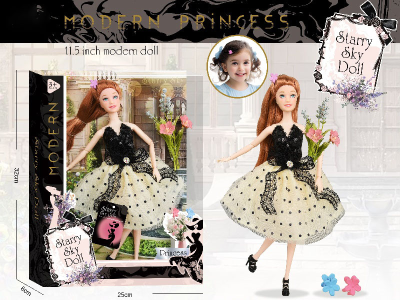 11.5-Inch 11-Joint Diamond Doll - Paired With 2 Hairpins And A Simulated Bouquet