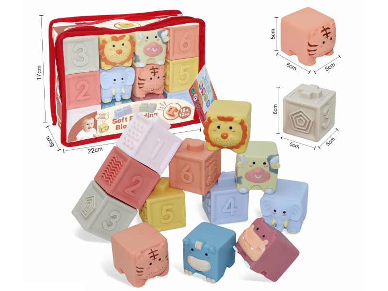 Animal & Numbers Soft Building Blocks 12PCS