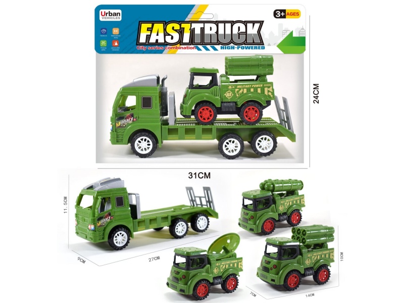 Friction Tow Truck With Military Vehicle