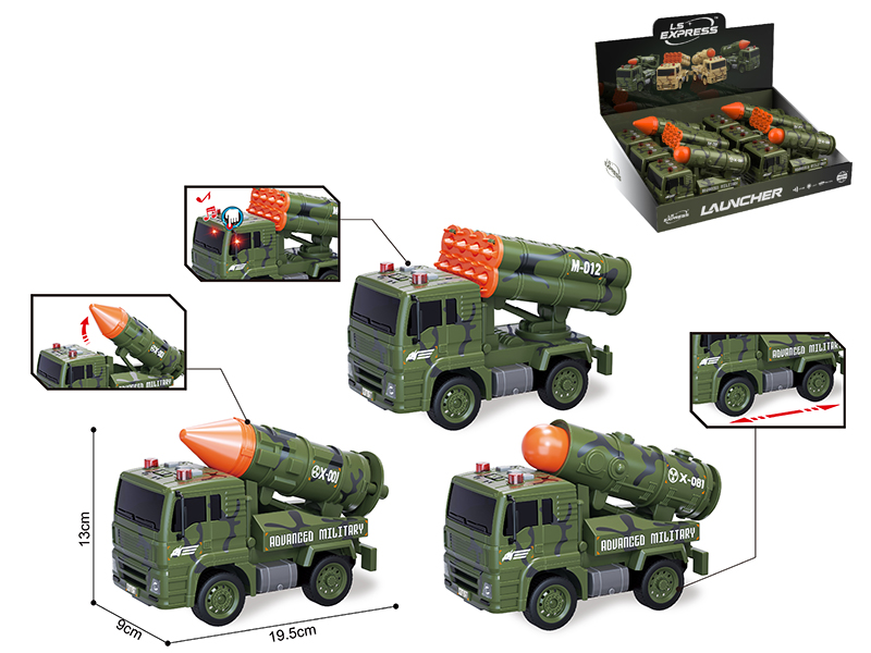 1:20 Friction Military Truck Series 6pcs(Lights, Sound)