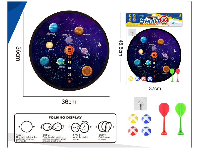 Starry Sky Dart Target, Sticky Ball Cloth Target, 36Cm (Patterns Can Be Customized) - Comes With Darts