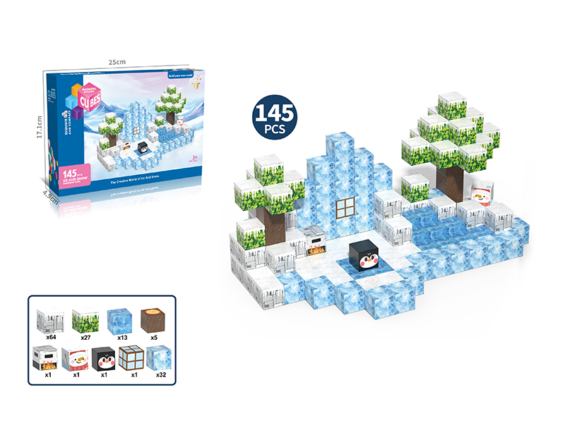 Magnetic Cube Building Blocks - Ice And Snow Series 145pcs