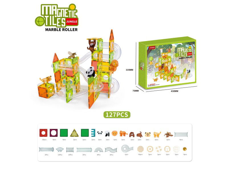 Building Blocks: Animal-Themed Magnetic Slide Series: 127 Pieces Of Accessories