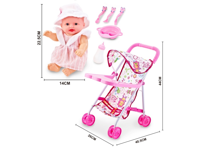 An Iron Trolley With A Dining Board And A 10-Inch Musical Empty Doll