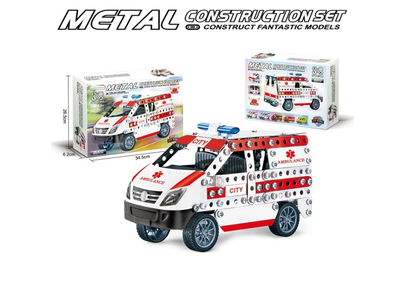 Diy Metal Building Block Police Car 314 Pieces